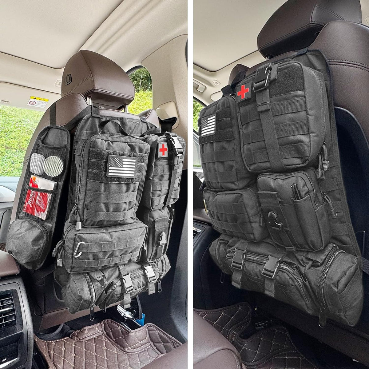 7 PACK Tactical Seat back organizer Truck organizer With 6 Detachable Pouches Universal For Car Truck Ford Jeep Military-Grade Heavier Panels With Multi-functional Packs (7-PACK-Upgrade)