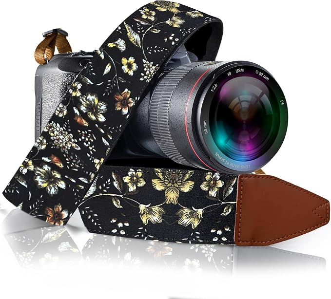 Art Tribute Camera Strap, Vintage Embroidered Neck Shoulder & Crossbody Camera