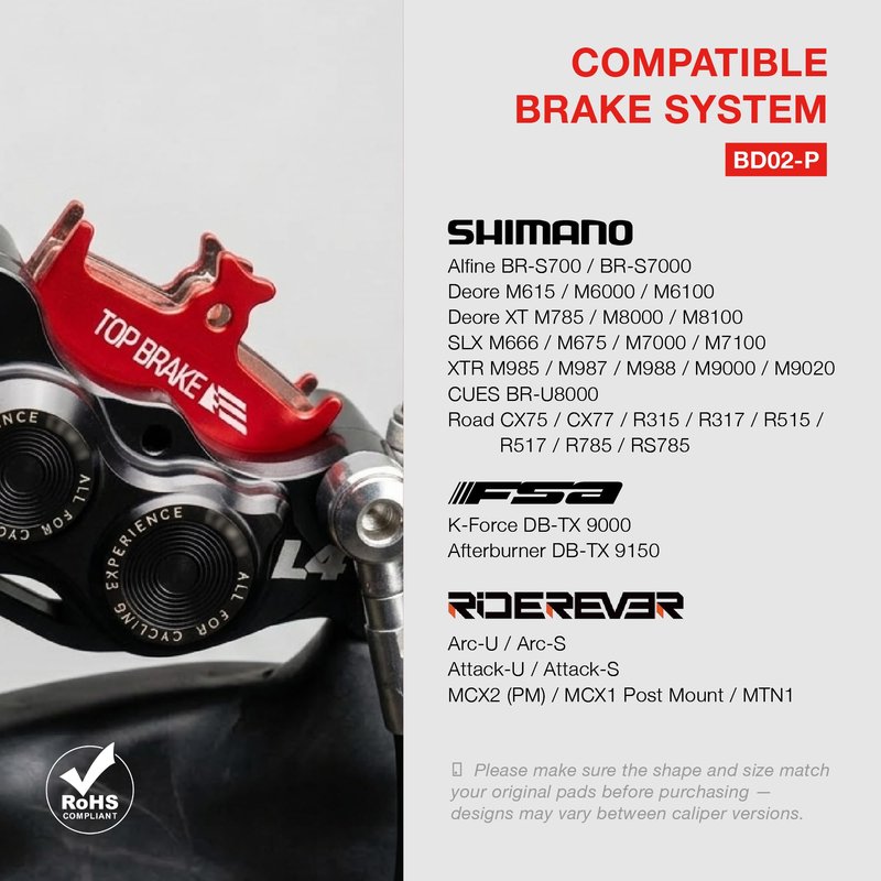 Top Brake Disc Bike Brake Pads for Shimano XTR M9000/9020/985/988/987,Deore XT M785/M615/8100/M6000/6100/8000 Flat Mount, Alfine S700 / S7000 SLX M7000/M666/M675, Road CX75