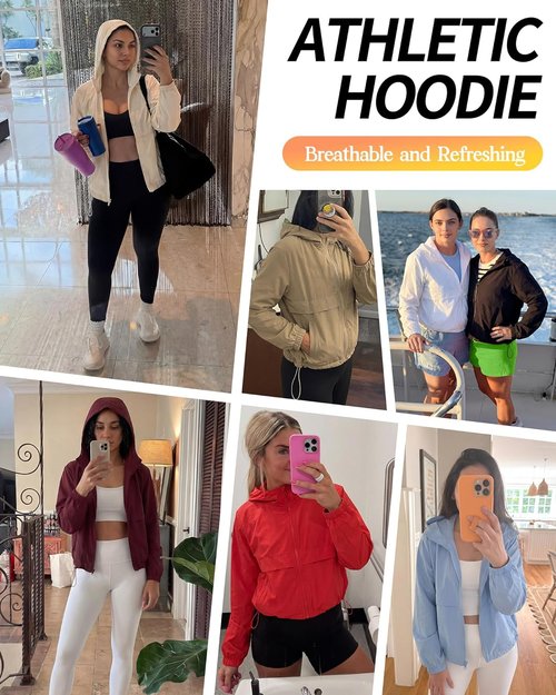 Locachy Women's Lightweight Athletic Hoodie - Full Zip Long Sleeve Jacket for Gym & Outdoor Activities