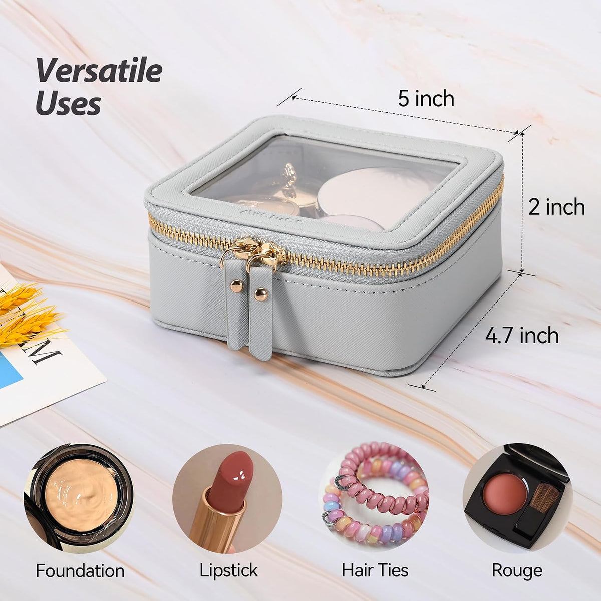 Aveniee Clear Makeup Bag Small, Mini Travel Toiletry Bag Cosmetic Bags Organizer, TSA Approved Clear Makeup Case Pouch with Zipper, Car Essentials for Women Men,Blue