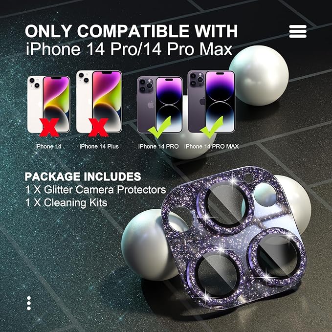 Choiche for iPhone 14 Pro/iPhone 14 Pro Max Camera Lens Protector, Bling Camera