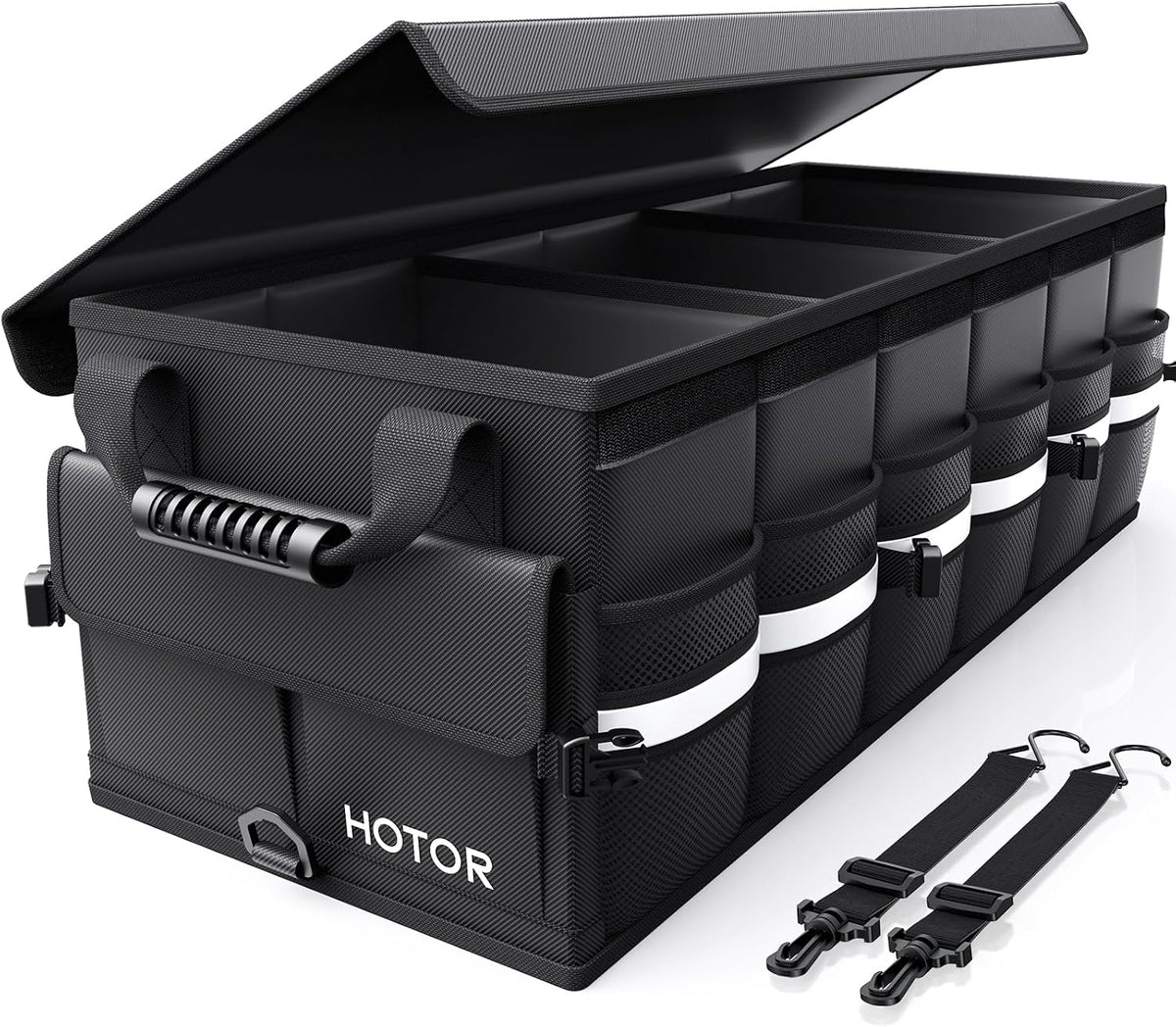 HOTOR Car Trunk Organizer - Foldable Car Storage for SUV, 2 Compartments