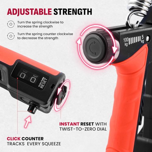 Grip Strength Trainer Kit - 4 Pack Hand Gripper with Adjustable Resistance for Muscle Building & Recovery