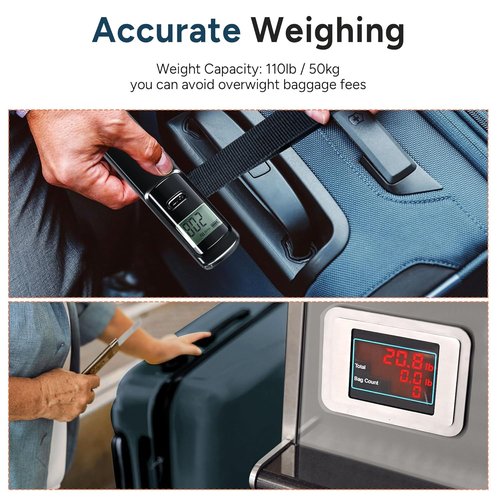 Battery-Free Luggage Scale - Portable Handheld Suitcase Scale | 110 lbs/50 kg Capacity