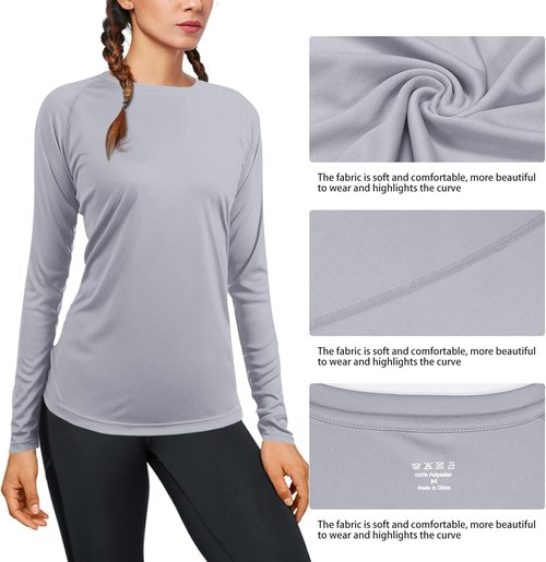 Isnowood Women's Sun Protection Long Sleeve Shirt - UPF 50+ UV Rash Guard for Outdoor Activities