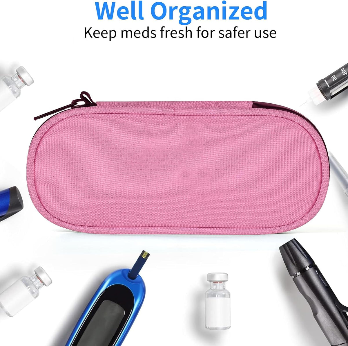 Skiennix Insulin Pen Cooler Case - Travel-Friendly Design with 2 Reusable Ice Packs | Pink Diabetic Medication Storage