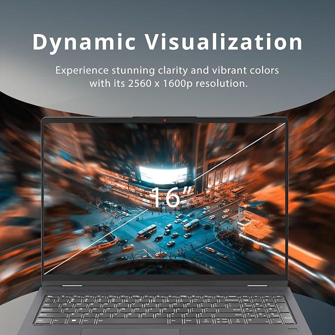 Lenovo IdeaPad Flex 5 16"" 2-in-1 2.5K IPS Touchscreen Laptop, Intel Core i7-1255U, 16GB RAM, 1TB SSD, Backlit Keyboard, Fingerprint Reader, Win 11 Pro, Storm Grey, 32GB Hotface USB Card, Gray