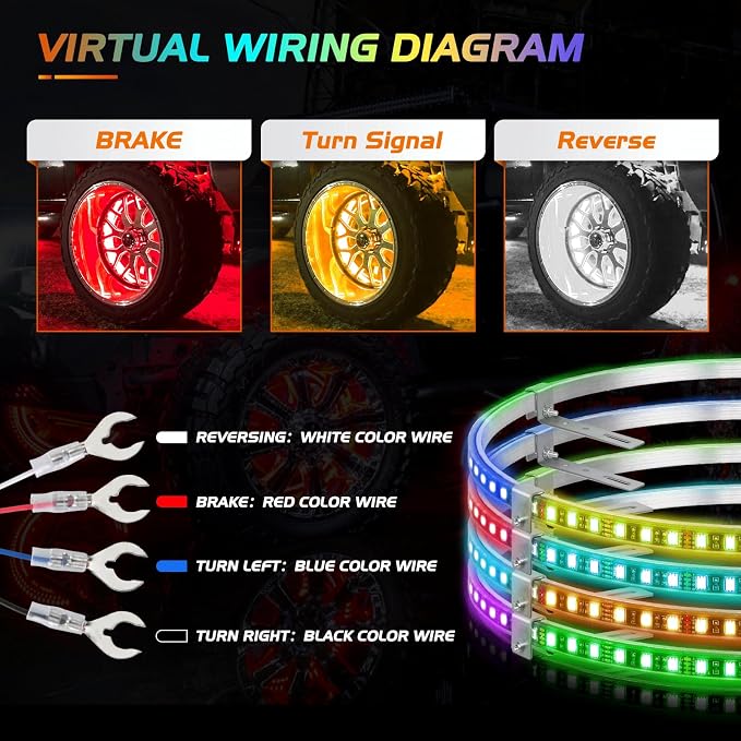 Nilight 4PCS 15.5inch LED Wheel Ring Lights RGB