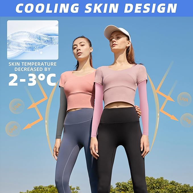 BHYTAKI UV Sun Protection Arm Sleeves, UPF 50 Sports Cooling Arm Compression Sleeves for Men Women Teenager