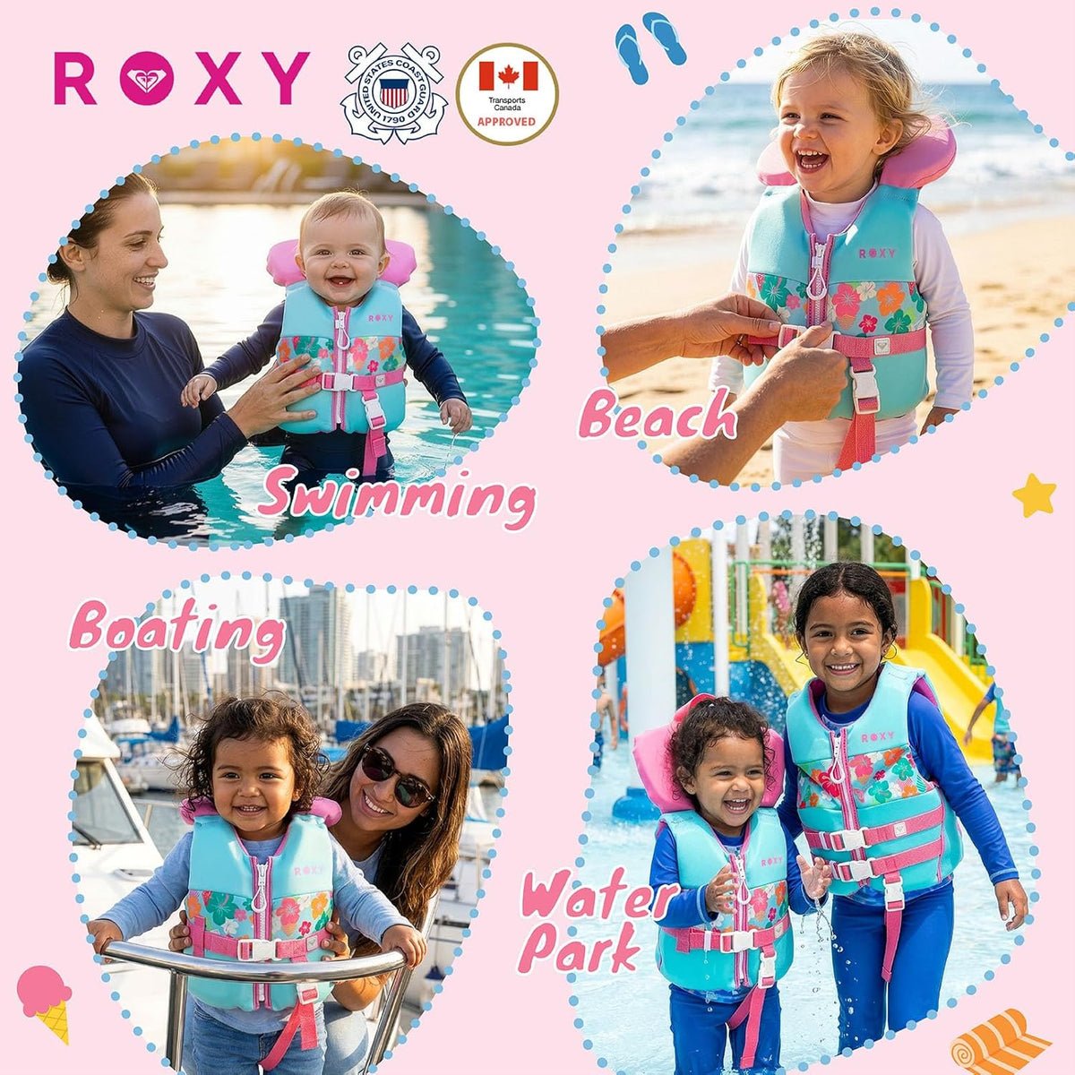 ROXY Youth Life Jacket - USCG Approved Type III PFD | Evoprene Vest for Boating & Watersports