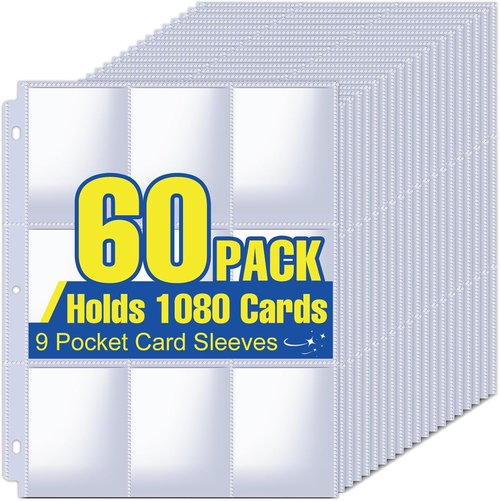 1080 Pockets Card Sleeves by [Brand Name] - 9 Pocket Trading Card Binder Sheets for Baseball, Football & More