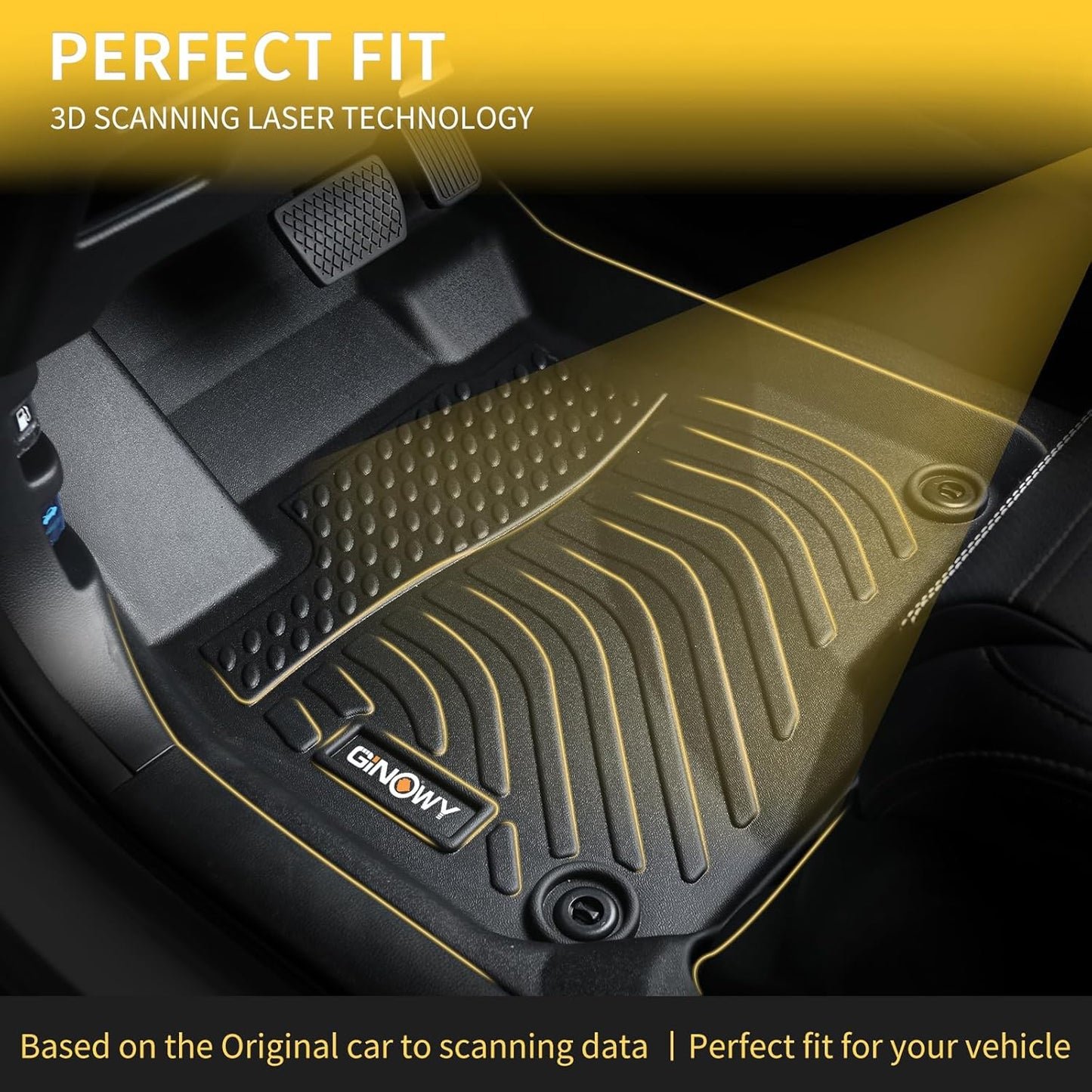 GINOWY- Floor Mats for Mazda 6 2014-2021, TPE All Weather Protection Car Mats for Mazda 6 2021, Non-Slip Floor Liners Waterproof Heavy Duty Automotive Accessories Black