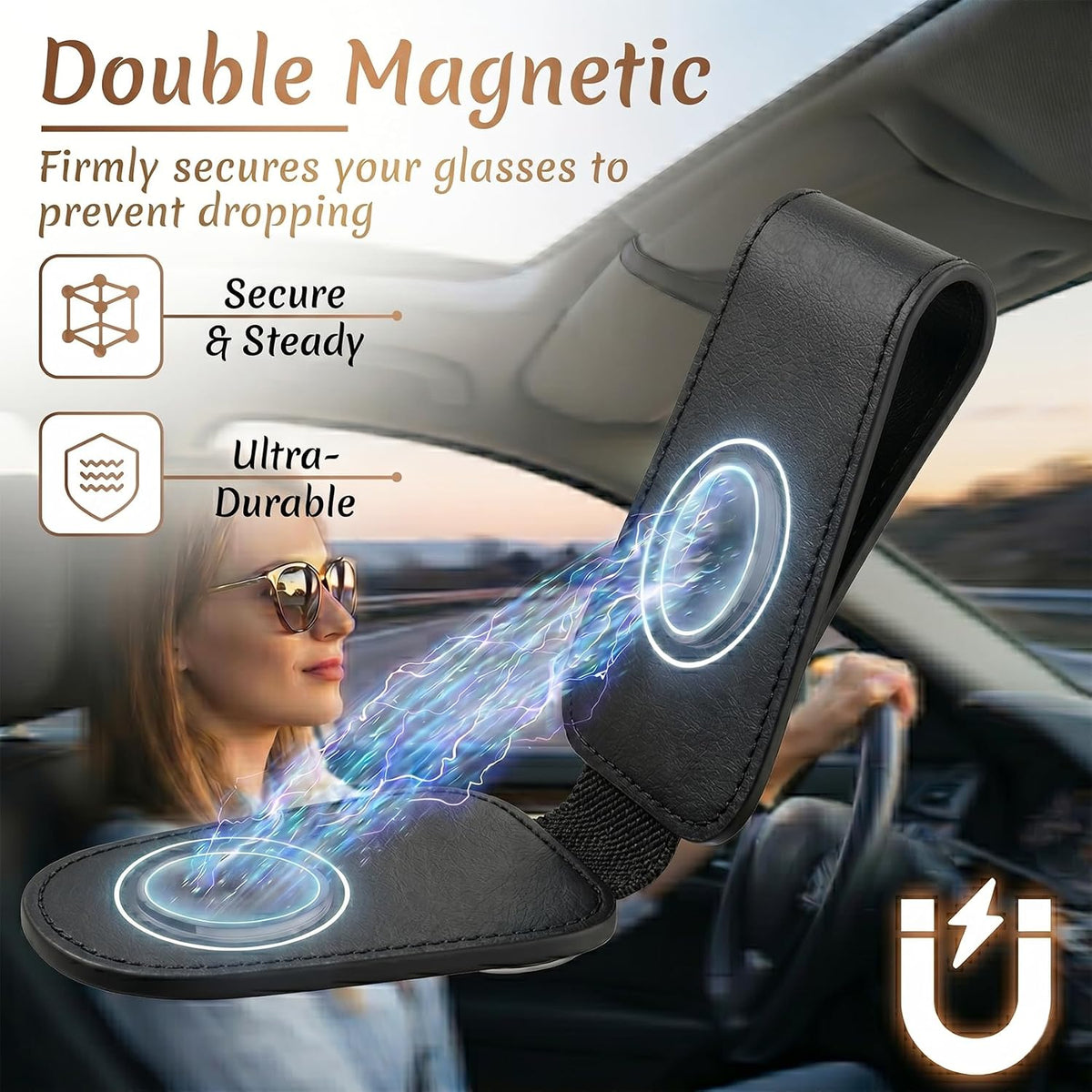 Horse Car Sunglasses Holder Universal Magnetic Visor Accessories