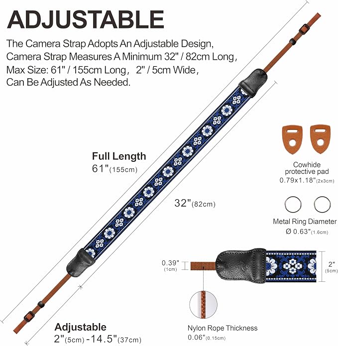 Padwa Lifestyle Blue Flower Camera Strap
