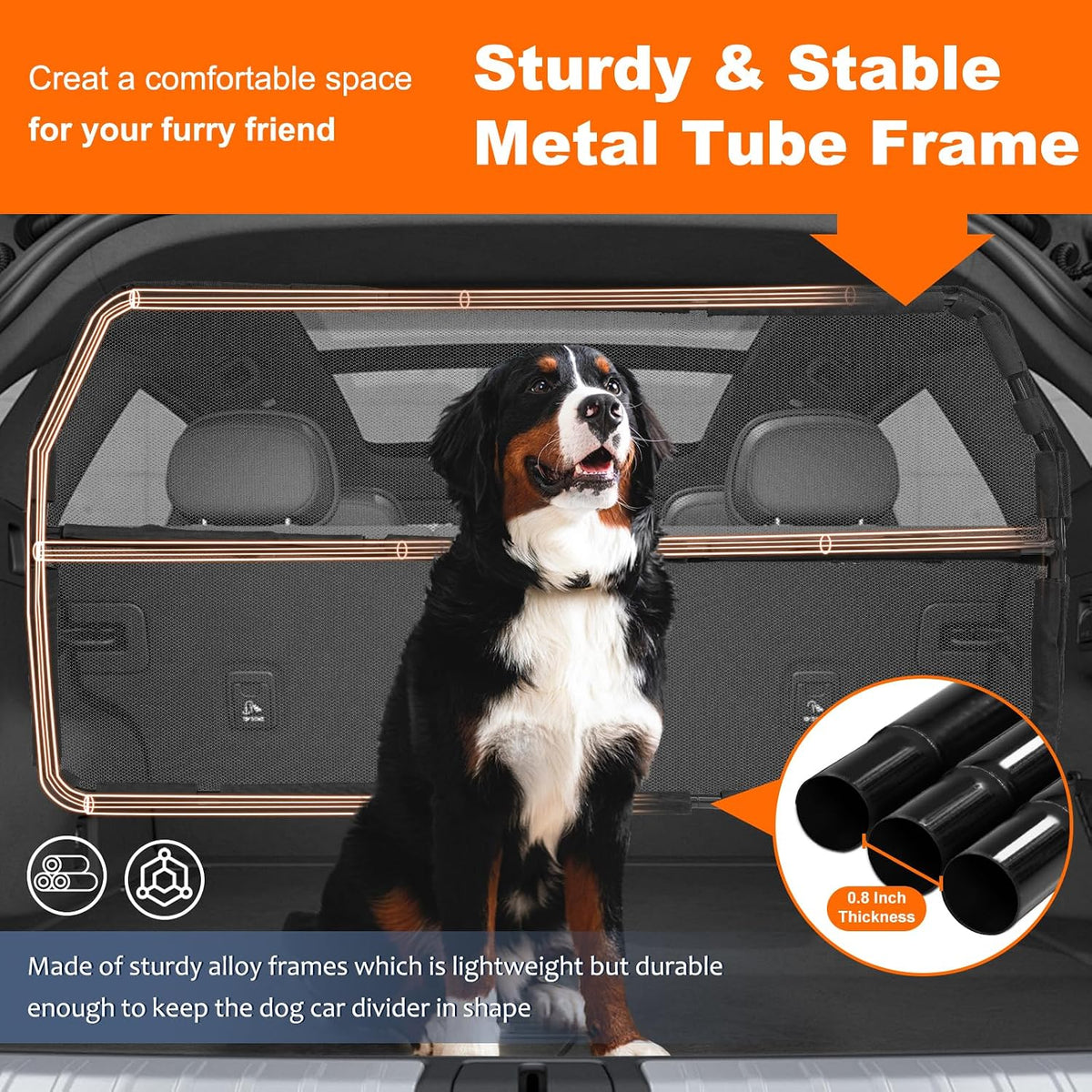 Dog Car Barrier for Back Seat & Trunk - 56" Wide for Large SUVs and Cars