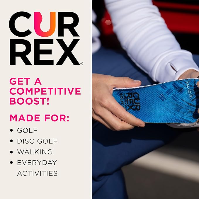 currex GolfPro Insoles for Golf Shoes – Arch Support Inserts to Improve Balance, Stability, Comfort & Performance, Help with Foot & Heel Pain Relief – for Men & Women – Medium Arch, XS