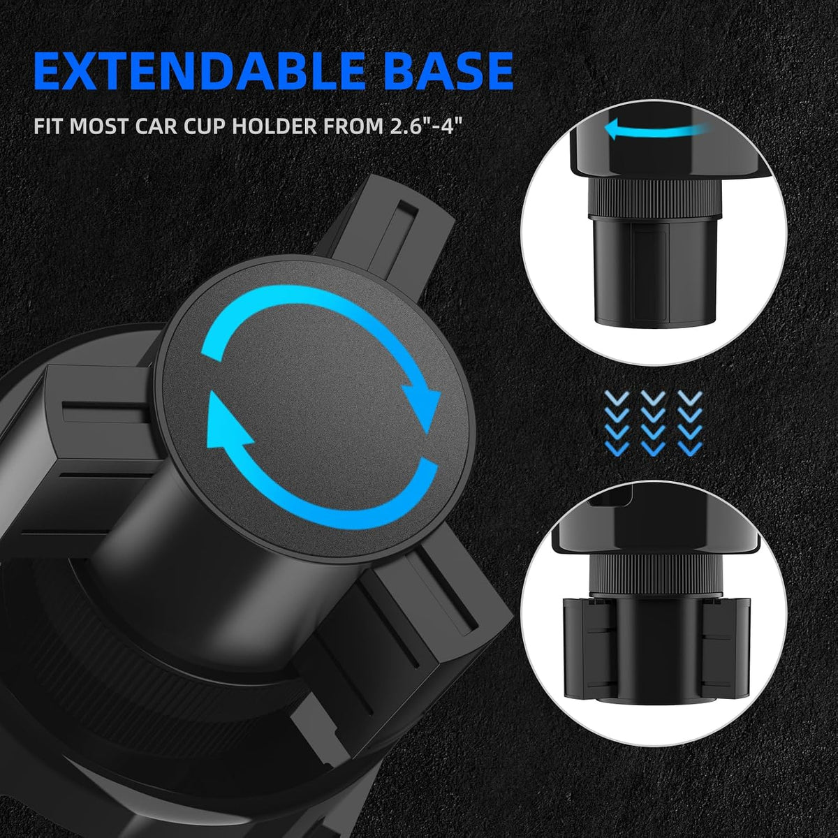 DYLEN Car Cup Holder Expander with Adjustable Base, Fits 16–46oz Bottles