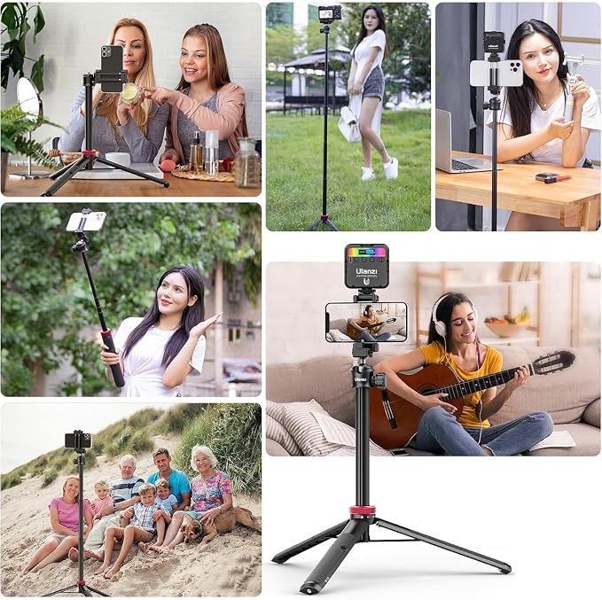 ULANZI MT-44 Extendable Phone Tripod, 360° Ball Head Camera Tripod