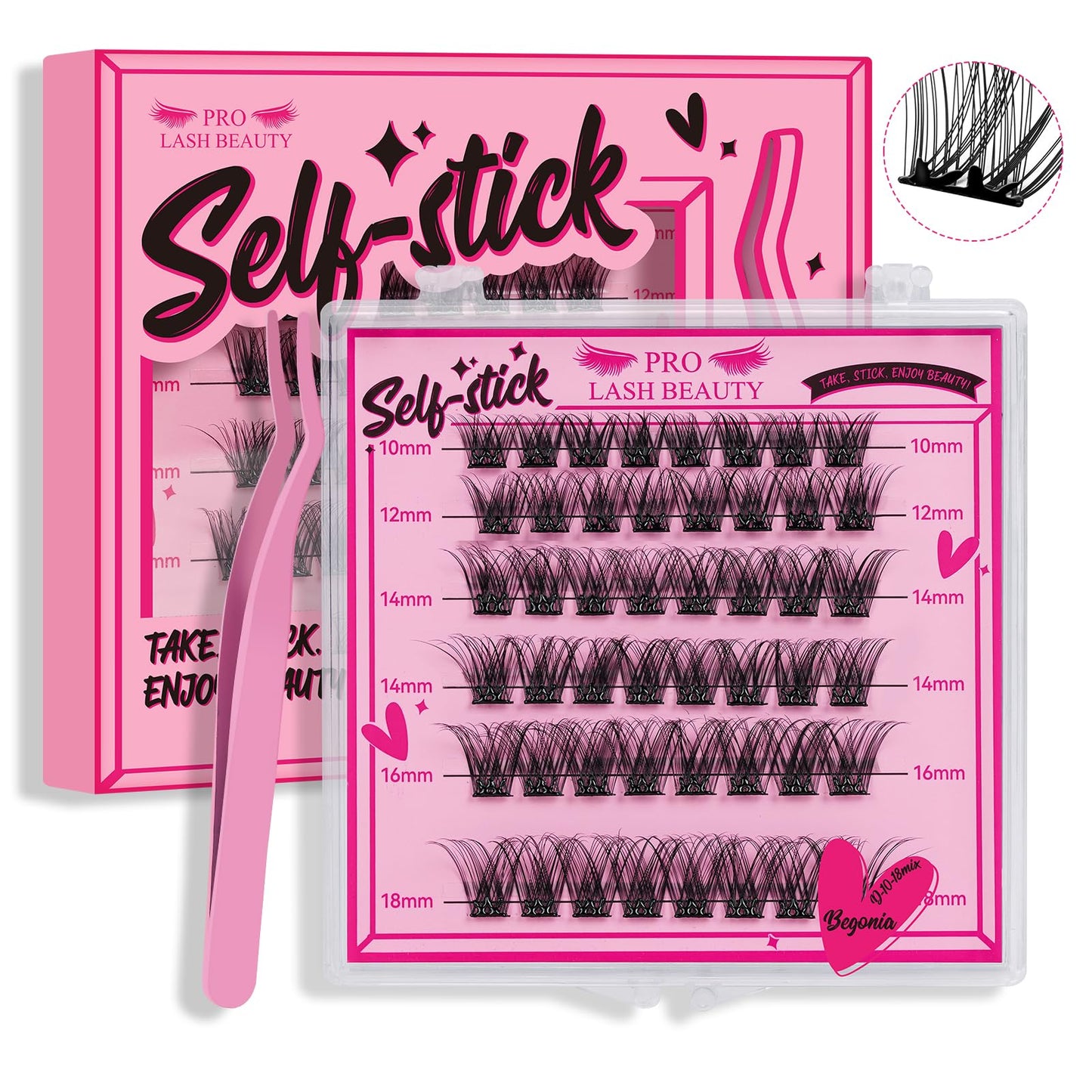 Pro Lashbeauty Cluster Lashes, 72 Pcs Individual Lashes, Diy Eyelash Extension, Super Thin Band Reusable Soft & Comfortable (Pea