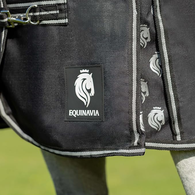 Equinavia Norse Lightweight 100g Fill Horse Rain Blanket | Waterproof Turnout Sheet - Black - 66 in - Black - 69 in