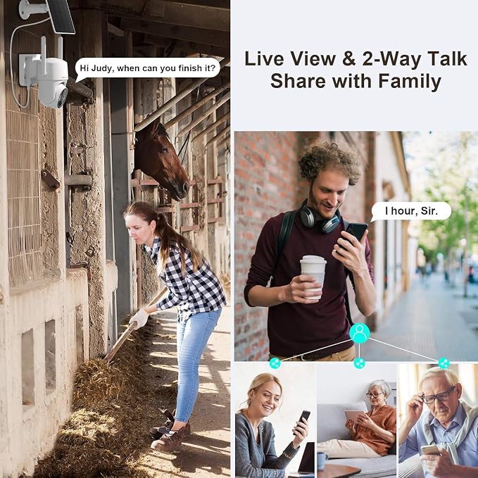 4G LTE Cellular Security Camera No Internet Needed, 2K Solar No wifi Security