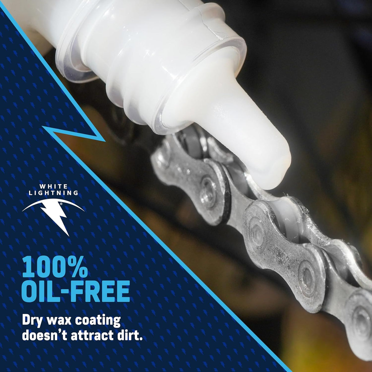 White Lightning Clean Ride Bicycle Chain Lubricant - 100% Oil-Free, Self-Cleaning, 4 oz