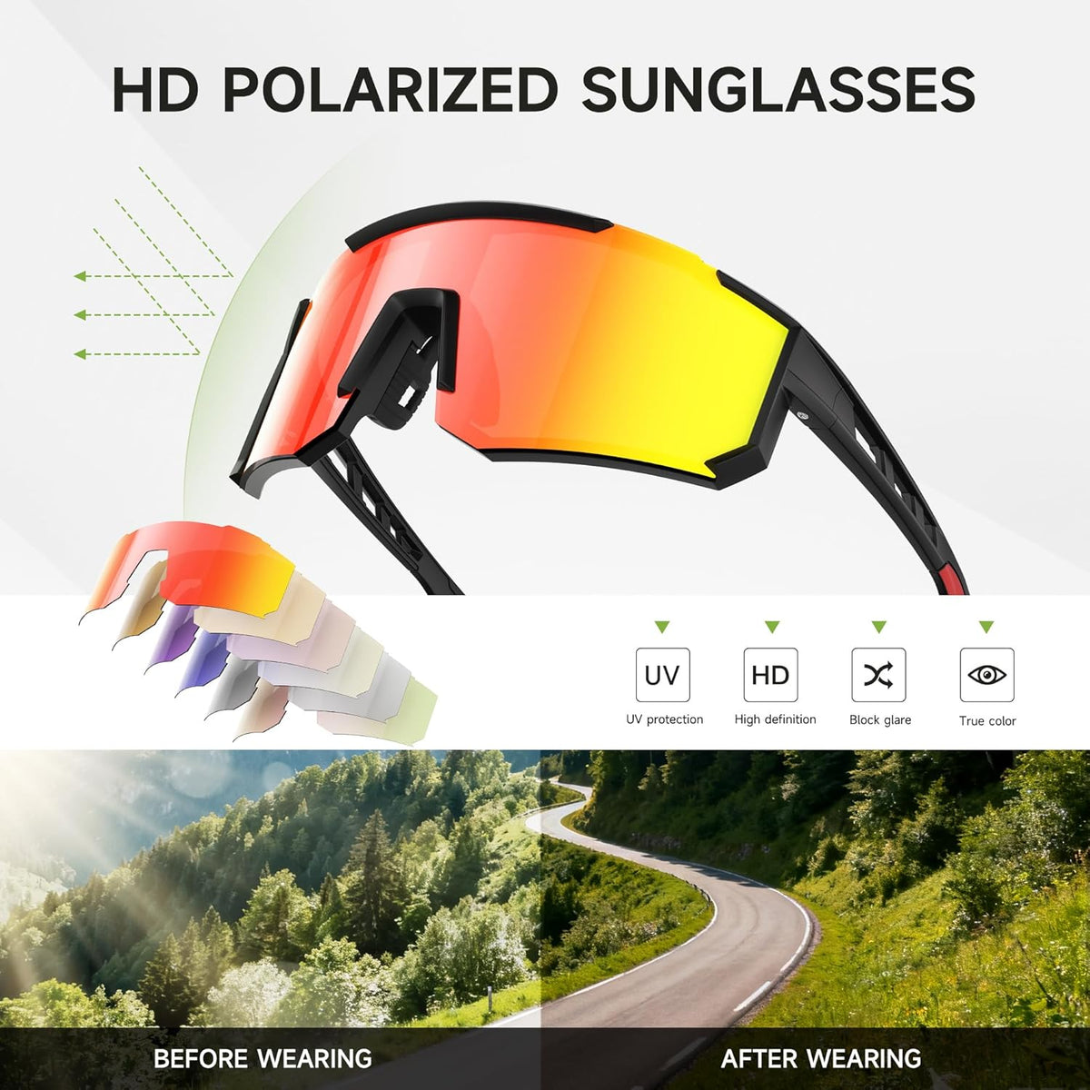 Skiennix Polarized Sports Sunglasses - UV Protection for Men & Women | 3-Pack for Running, Cycling, Fishing