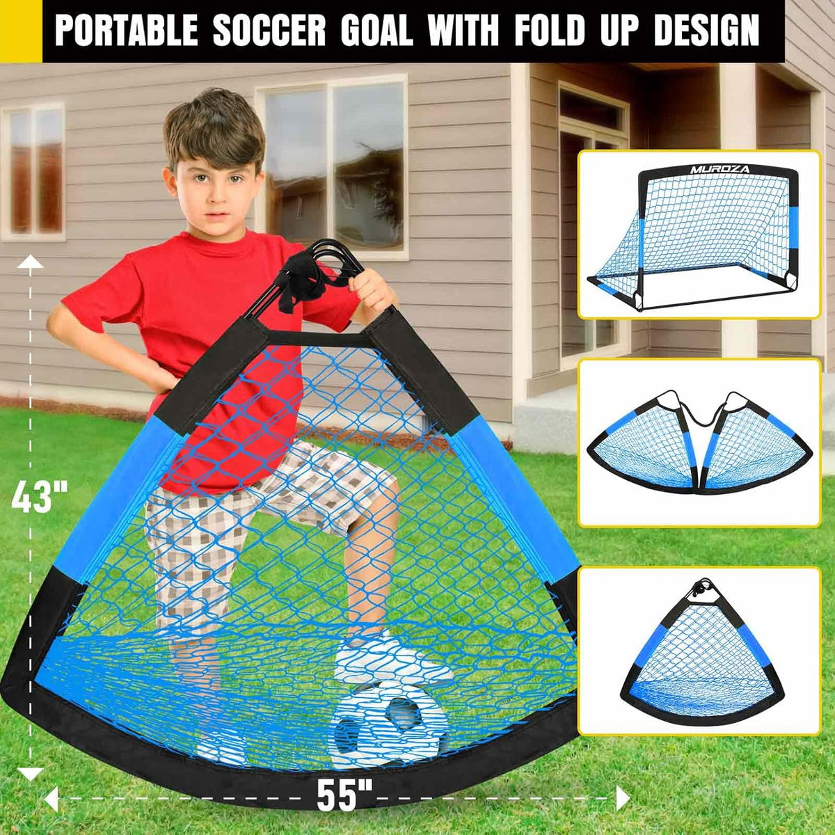 Skiennix Kids Soccer Goals - Portable Pop-Up Soccer Nets Set with Ball & Cones | Complete Training Equipment for Backyard Fun