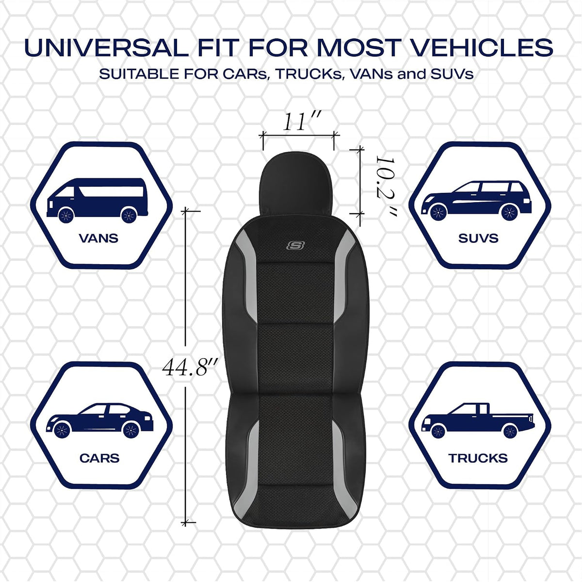 Skechers Memory Foam Car Seat Covers, Air Cool Mesh Thick Seat Covers, Gray Two Front Car Seat Protector, Airbag Compatible, Automotive Comfort & Protection for Most Cars, Van,Trucks, SUV,Grey