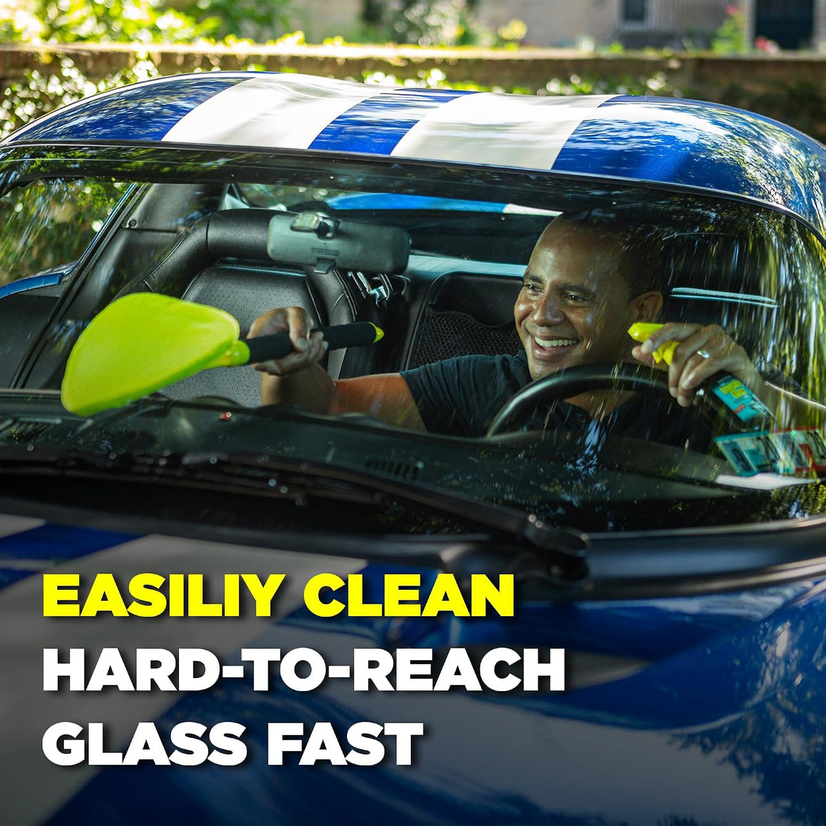 Invisible Glass 99031 Reach & Clean Glass Windshield Cleaner Tool Combo Kit With Premium Aerosol Glass Cleaner, Extendable Handle, (2) Reusable Quick Change Microfibers, and Storage Bag