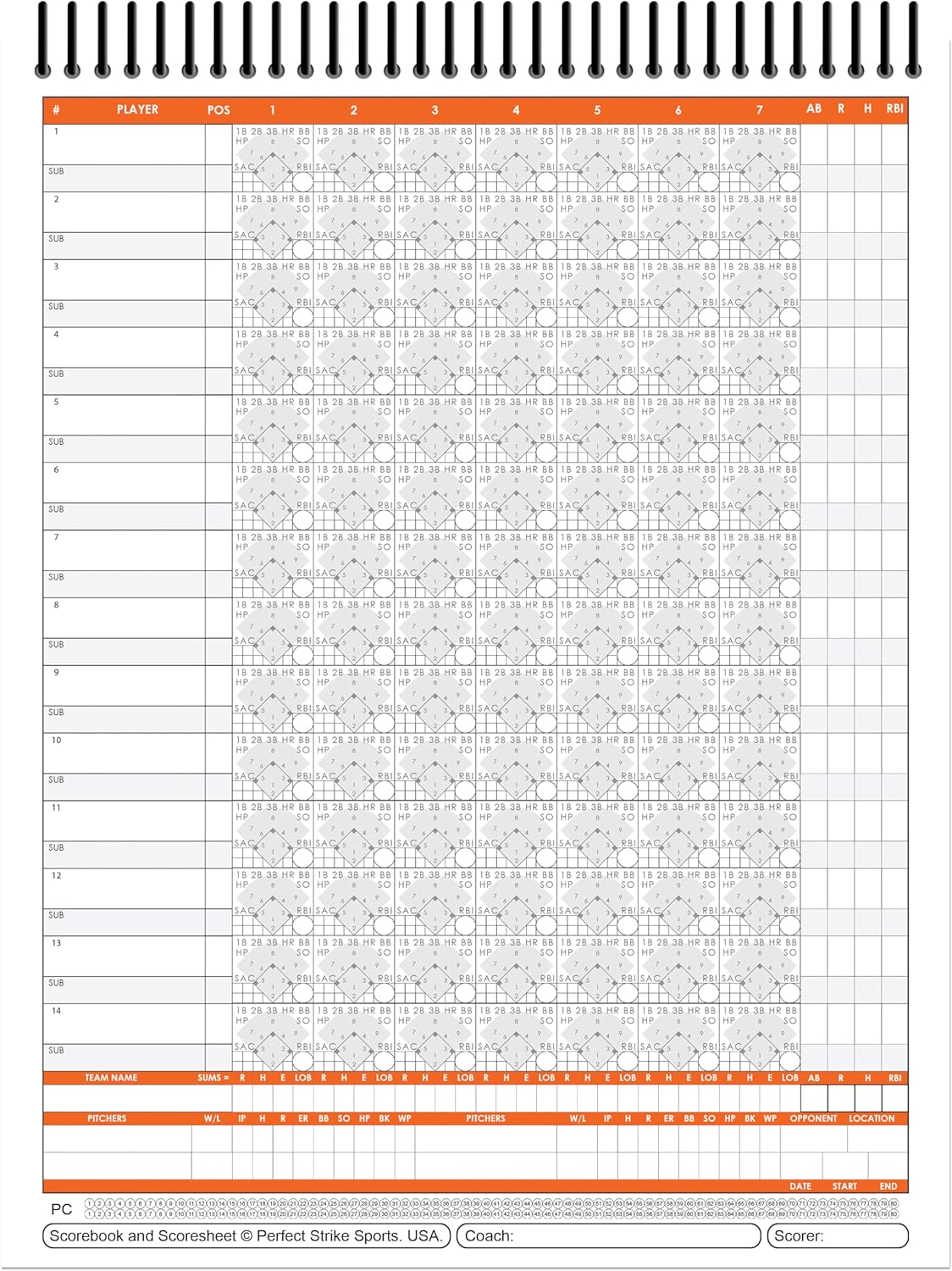 Perfect Strike Softball Scorebook - Heavy Duty with Rules & Scoring Instructions | Youth & Adult Use