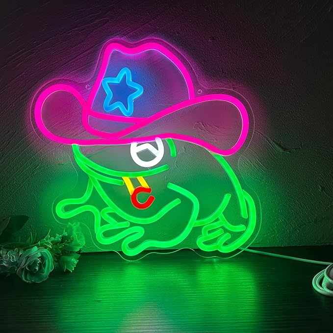 Frog Cowboy Neon Signs, Frog Cowboy Lamp Led Signs Lights Neon Signs