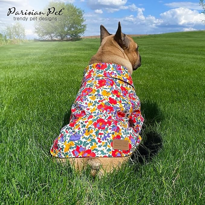 Parisian Pet Floral Dog Shirt - 100% Cotton Summer Clothes - Stylish Beach Outfit - Hook and Loop Closure - Machine Washable - XL