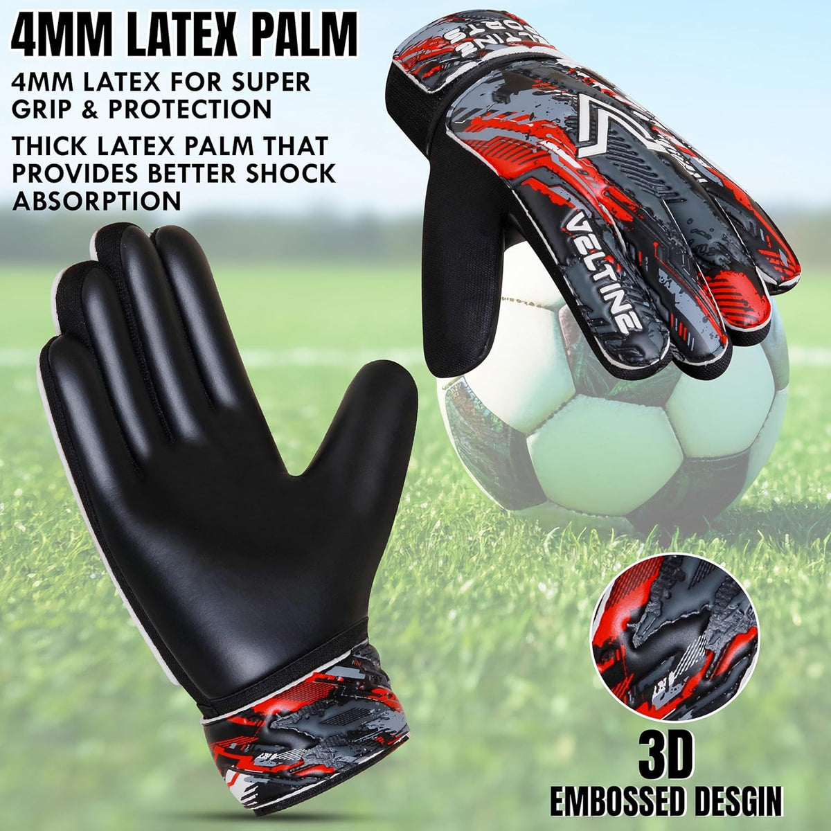 Regine Switzerland Soccer Goalie Gloves - Youth & Adult Football Gloves with Double Wrist Protection & 4mm Anti-Slip Grip
