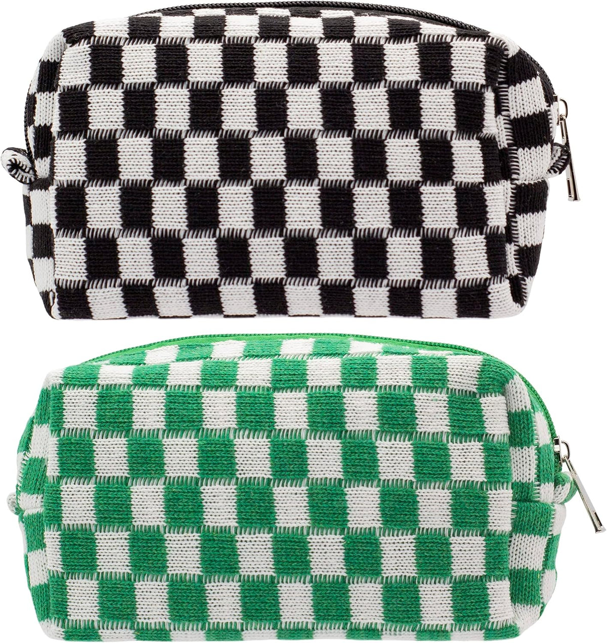 Checkered Makeup Bag for Purse, Small Travel Cosmetic Pouch,Hotpink,6 Pack