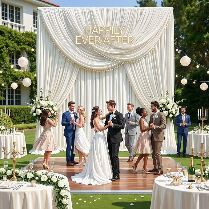 50ft x 15ft Ivory Backdrop Curtains