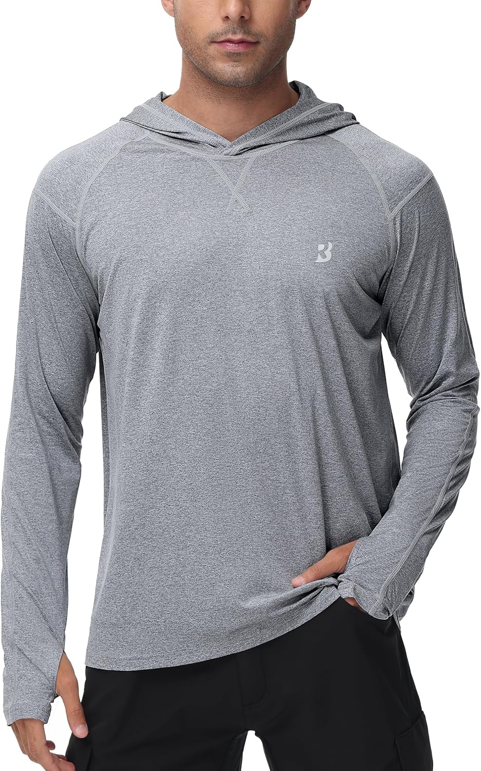 Roadbox Men's Fishing Shirt - UPF 50+ Long Sleeve UV Protection Hoodie for Hiking & Running