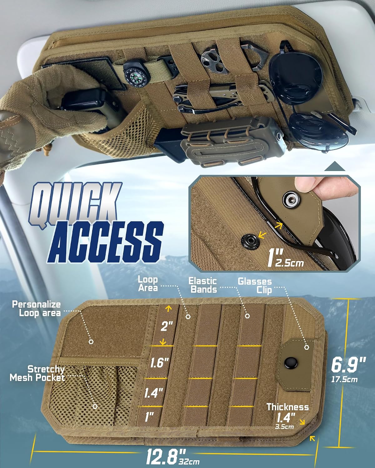 WYNEX Molle Car Sun Visor Organizer, Fits Most Cars Trucks Pickups Patrols