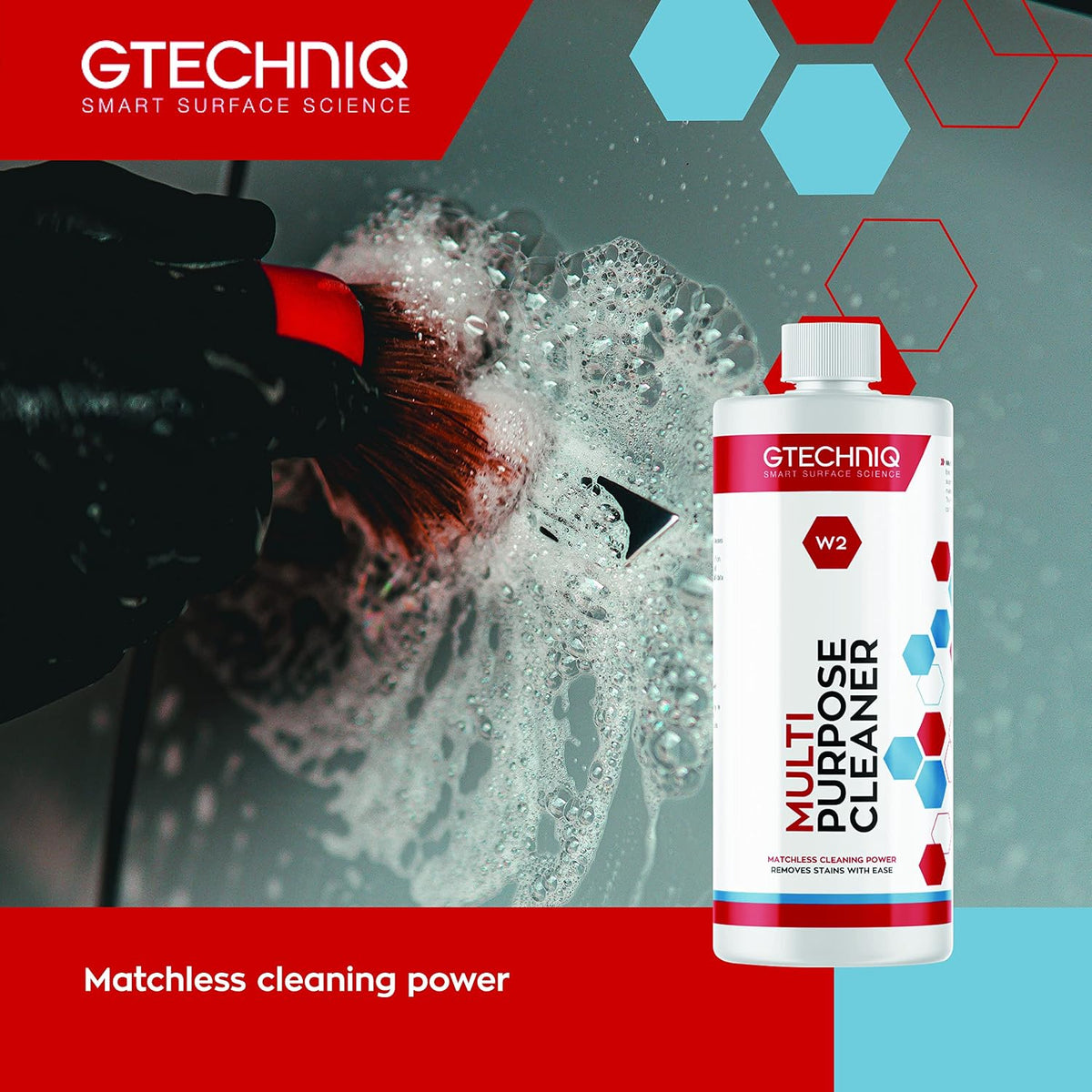 Gtechniq W2 Multi-Purpose Cleaner for Cars, 17 fl oz | Effectively Removes Stubborn Food, Grease, Pen & Soil Stains from All Surfaces, Works on Carpet, Tires, Engine Bays & Fabric