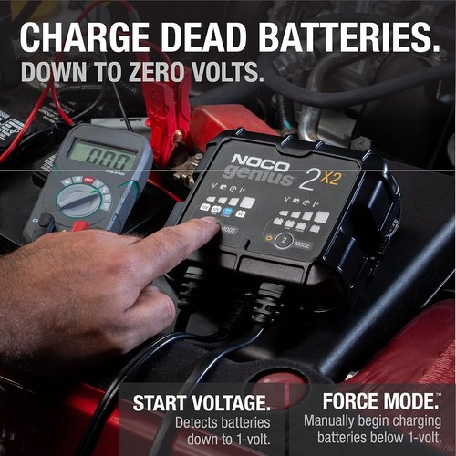 NOCO GENIUS2X2 Smart Battery Charger - 4A 2-Bank Automatic Maintainer for 6V/12V Lead-Acid & Lithium