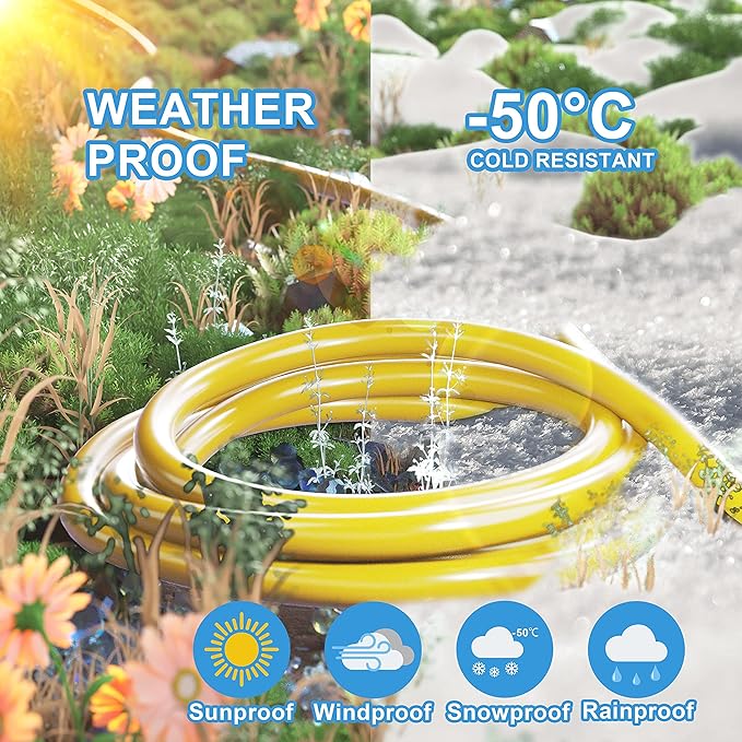 HUANCHAIN 50 ft 14/3 Gauge Heavy Duty Outdoor Extension Cord Waterproof with Lighted, Flexible Cold Weather 3 Prong Electric Cord Outside, 15A 1875W 125V 14AWG SJTW, Yellow, ETL Listed
