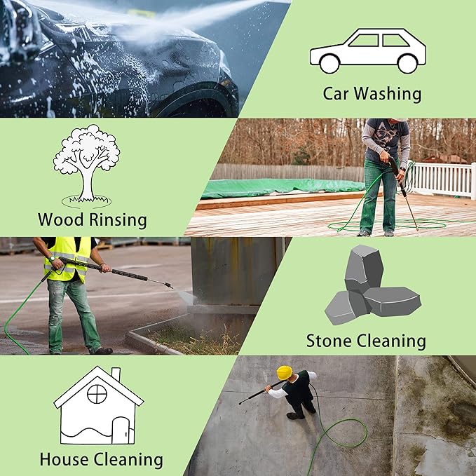 PWACCS Pressure Washer Hose 50 FT x 1/4", Power Washer Hose Kink Resistant, Universal High-Pressure Washing Extension Hoses Replacement, Compatible with M22 Stainless Steel Fittings, 3600 PSI, Green