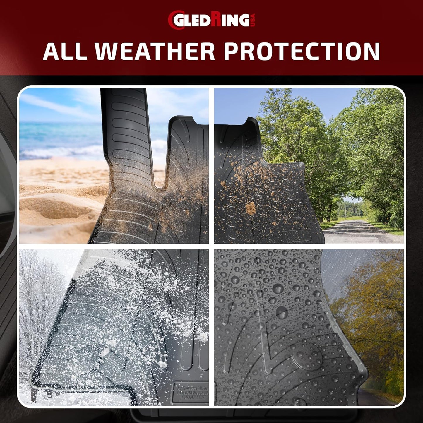 GledringUSA Custom Fit Rubber Mats Combo Pack Intended for Land Rover Range Rover Evoque (L538) 2012-2018, No Trimming Required, All-Weather, Protects from Rain, Mud, & Snow