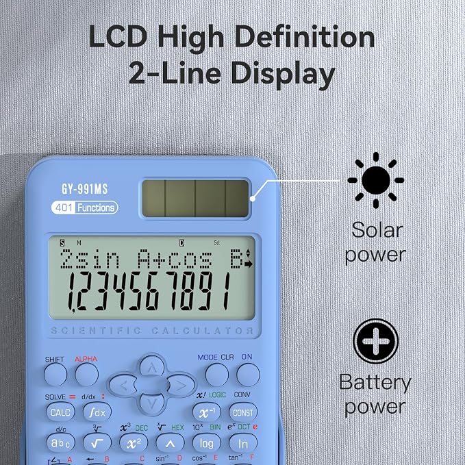 Scientific Calculator School Supplies, ROATEE 991MS 401 Functions 2-Line