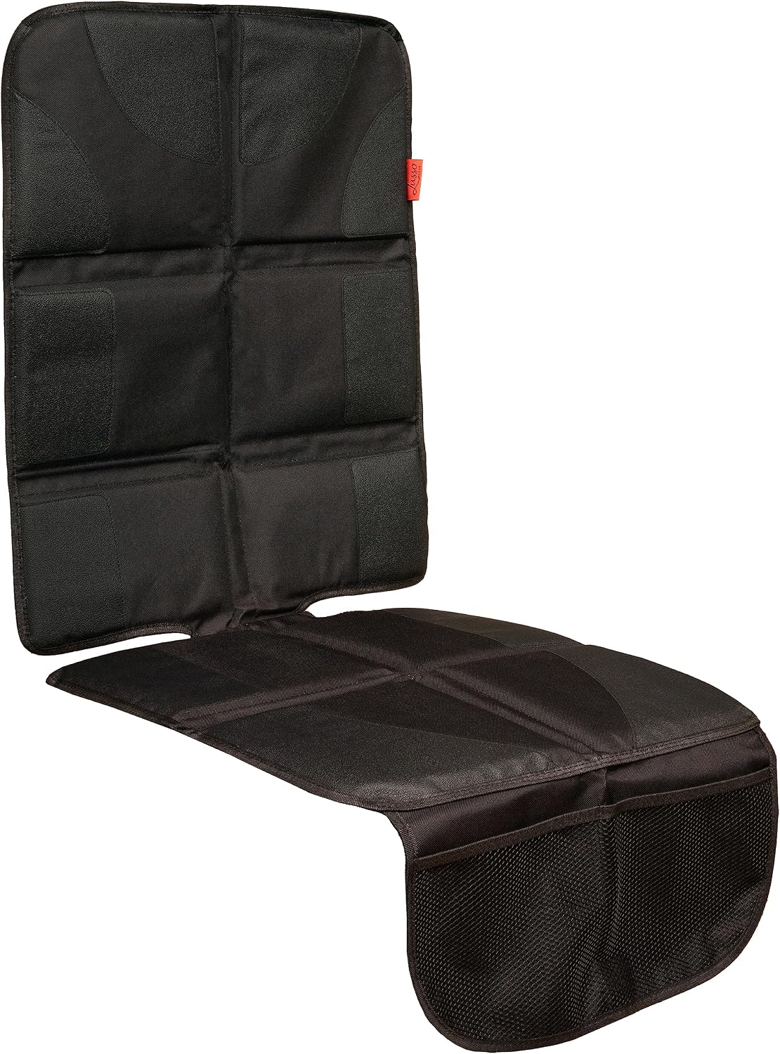 Lusso Gear Car Seat Protector for Baby Car Seat - Thick Padding - Seat Protector Under Baby Car Seat with 2 Mesh Storage Pockets - Black Waterproof Baby Car Seat Protector - Non-Slip Padded Backing