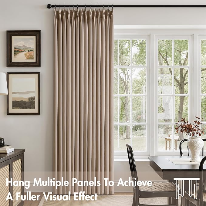 Memory Trained Pinch Pleated Curtains 90 Inches Long, Viral Linen Pinch Pleat