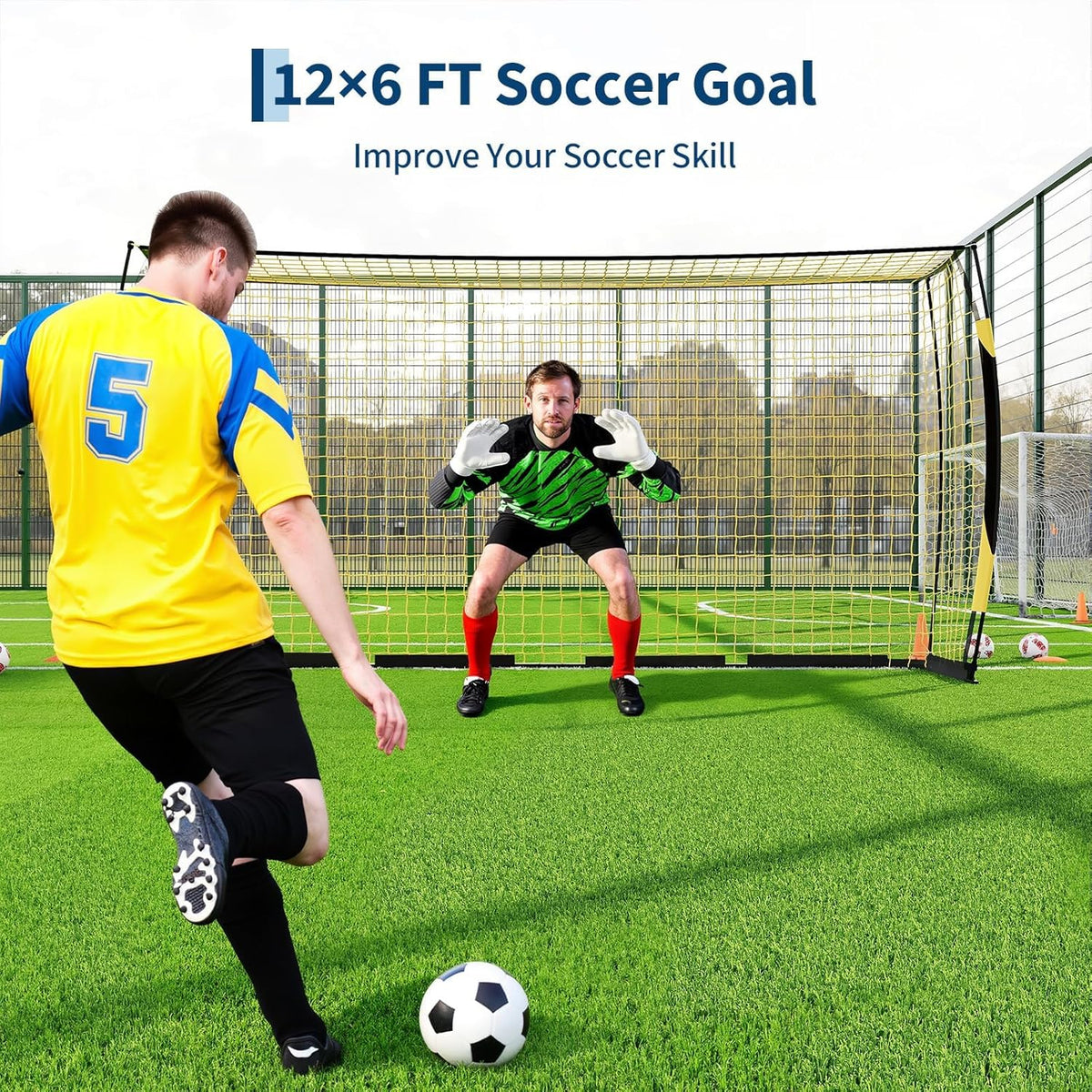 Soccer Goal | Portable 12x6 Ft & 6x4 Ft Set - Heavy Duty Metal Base, Quick Setup, Weather-Resistant