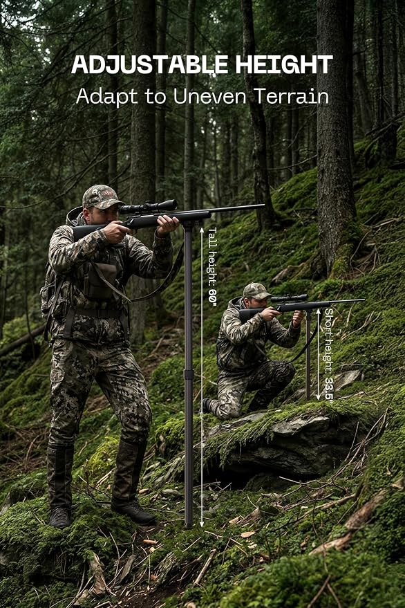 FANAUE Hunting Shooting Stick, Adjustable Height Monopod