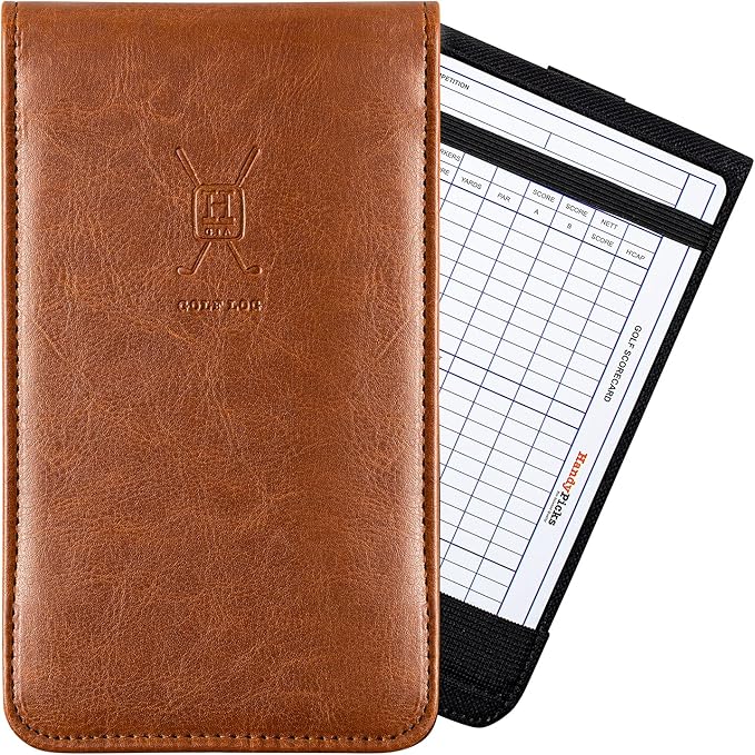 Handy Picks Leather Golf Scorecard Holder | Yardage Book Cover | Scorecard n Pencil Included